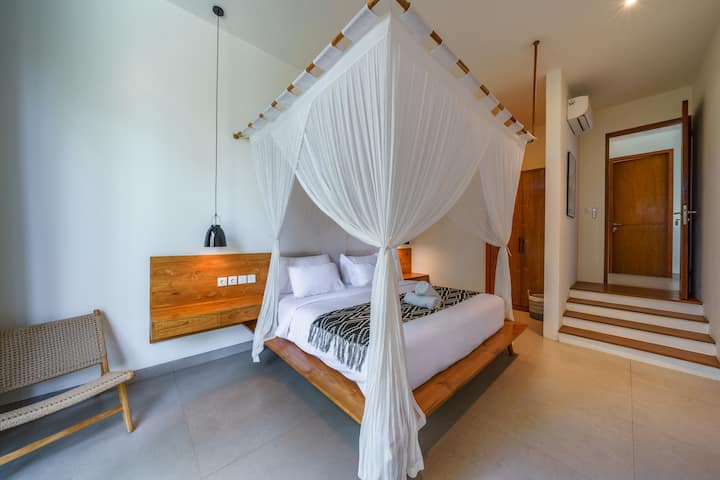 Cozy bedroom with wood fitting