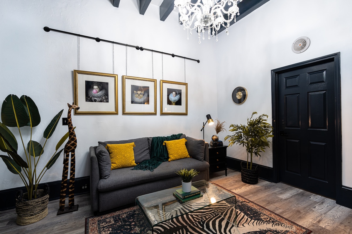 Living area with queen size sofa bed