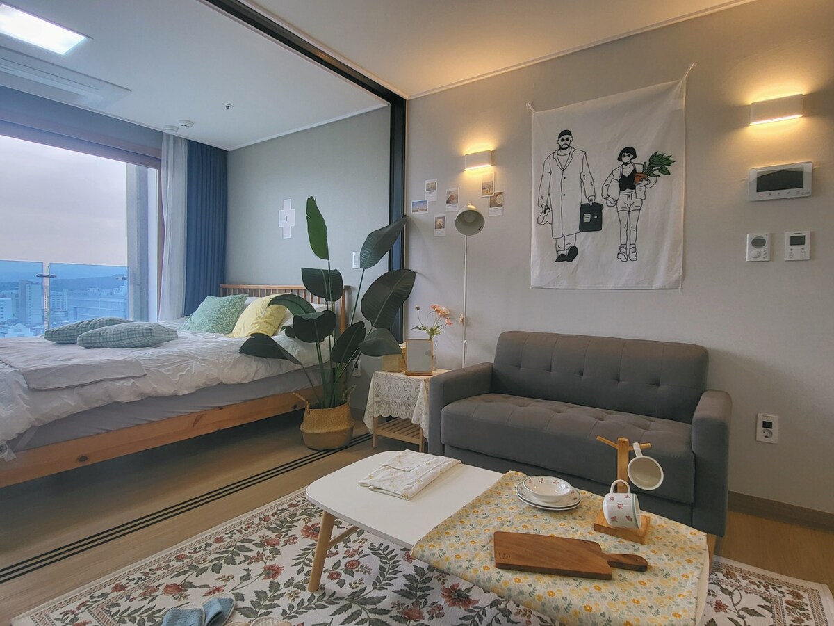 5 minutes from downtown, airport/terrace/selfcatering/laundry/city