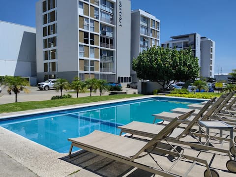 An amazing apartment with a pool