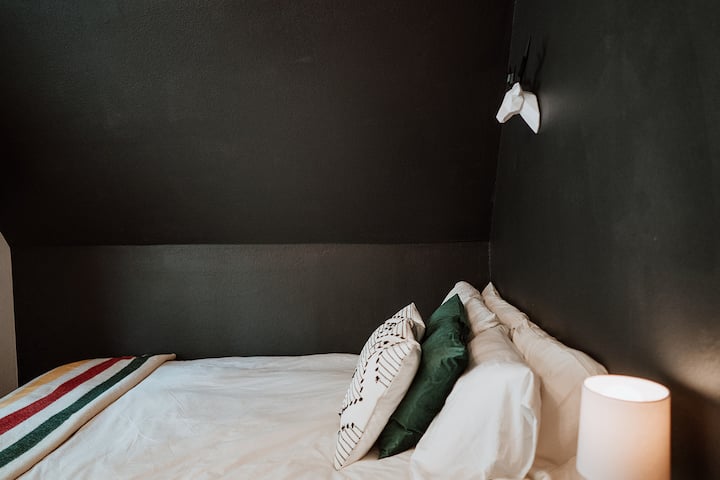 Downstairs bedroom. Coziest room in the house. Queen bed.