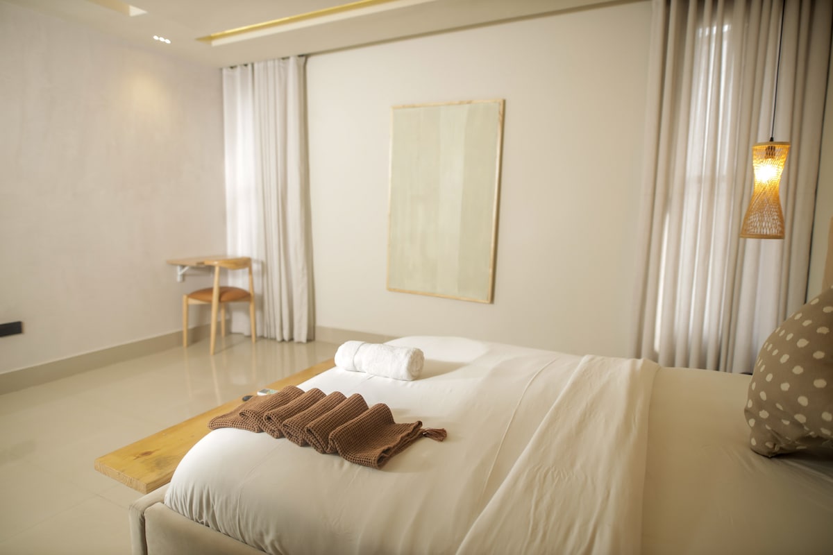 Guest bedroom with reading chair