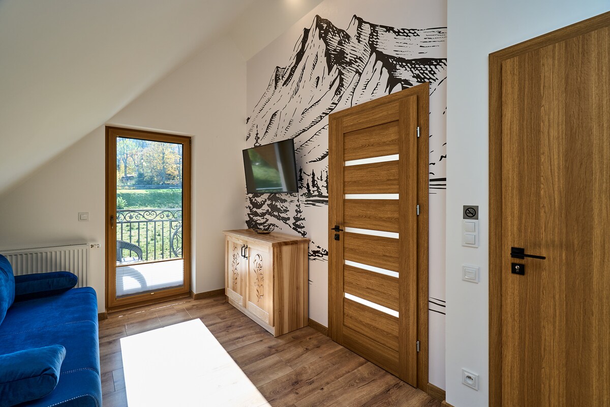 Pohovka na spanie. 
Druhý televízor.