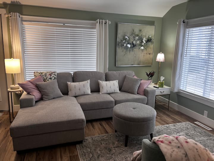Relax and Enjoy. This sectional also converts to a full-size bed. Extra linens are provided.