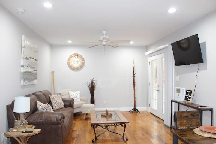 Dnevni boravak na glavnom katu sa sofom za spavanje.