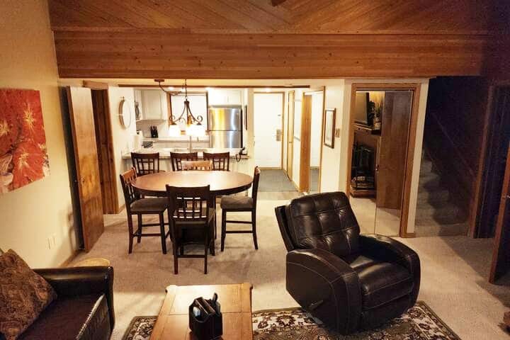 Living area to Dining and Kitchen