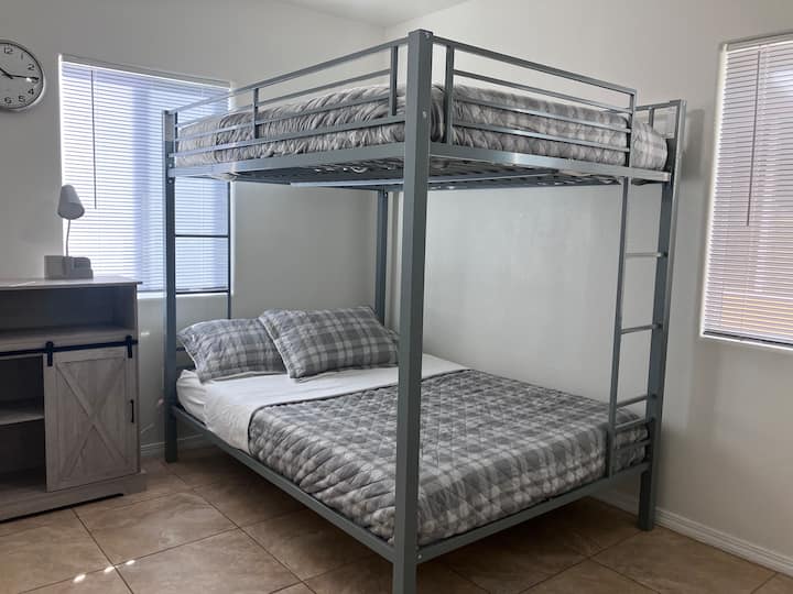 Don’t mind sharing a room?
Quiet Air conditioning and plenty of drawers and phone chargers.