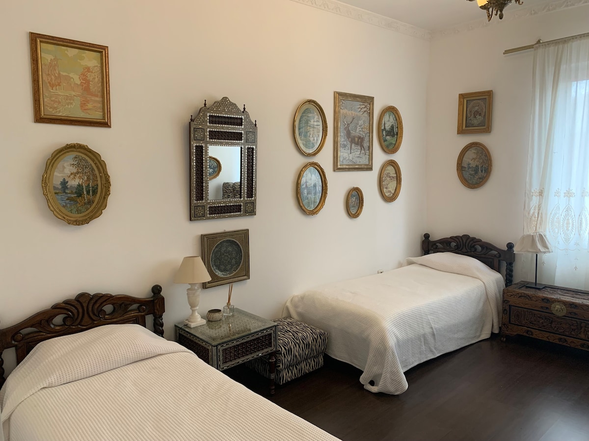 Dva kreveta u spavaćoj sobi. 