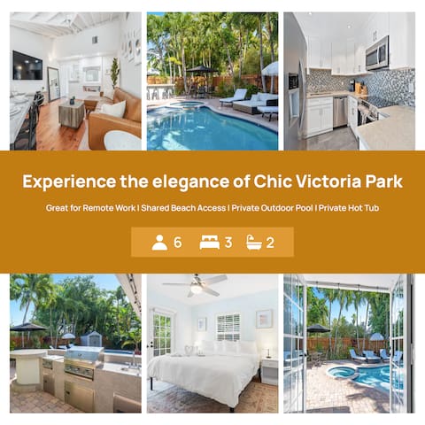 Chic Victoria Park 3BR-2BA w/ Heated Pool & Spa
