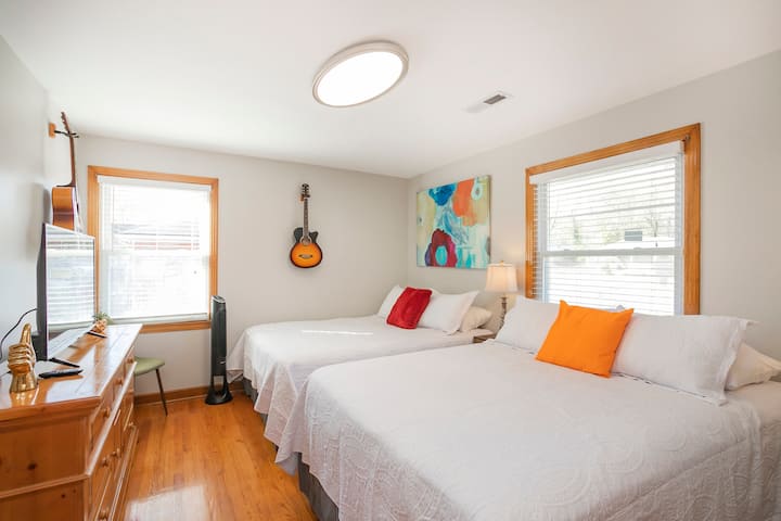 Bedroom 2, with two queen beds and 42 inch television