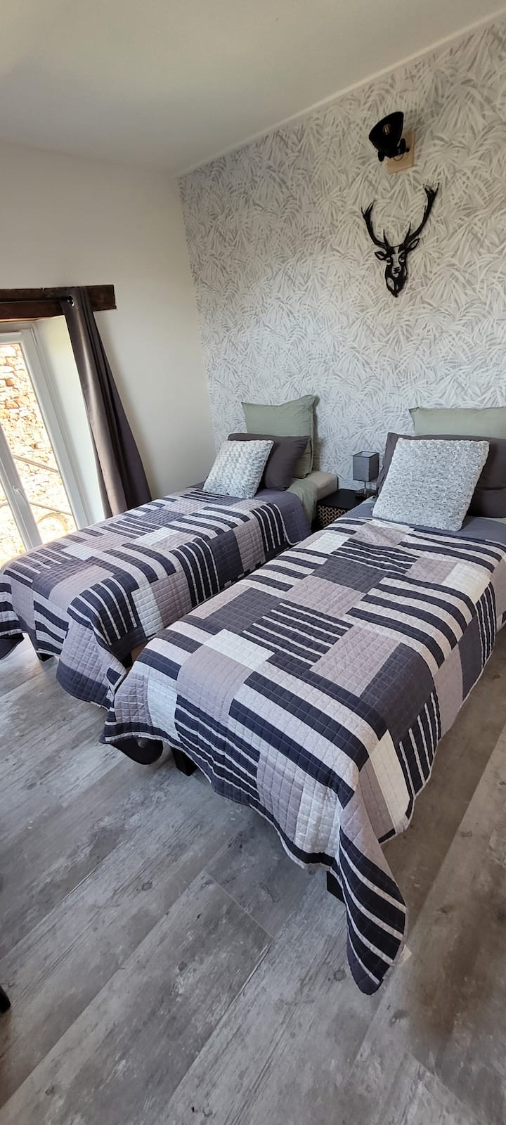 One double bed can be made of the two single beds on request.