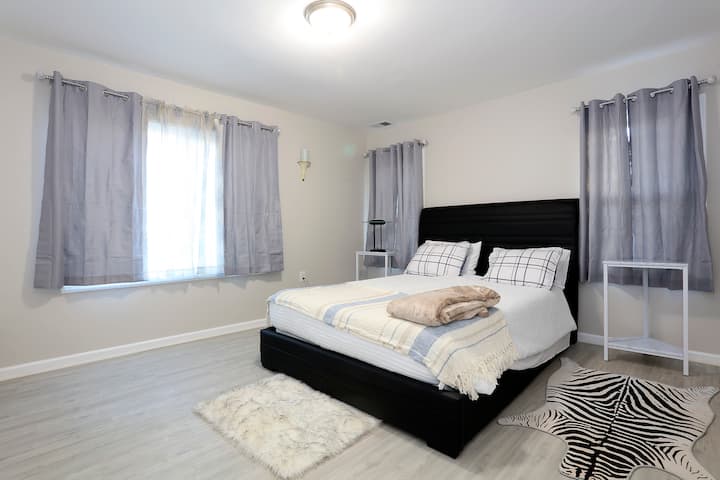 White Room- Airy, calm and joyful full of vitality Soft gray tones help with calming down for the night.