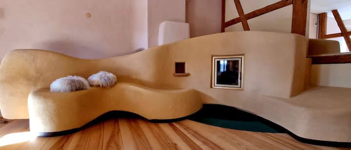 einzigartiger Kamin im Wohnzimmer