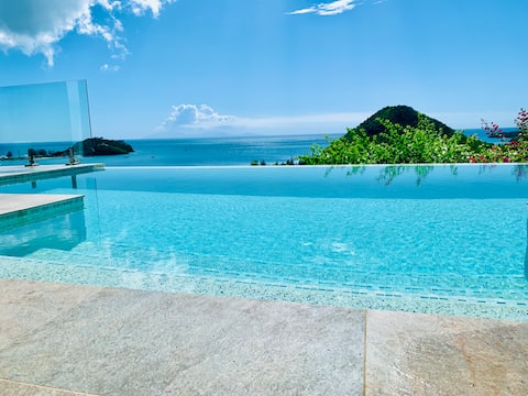 Luxe Sea View & Infinity Pool. 10min walk to beach