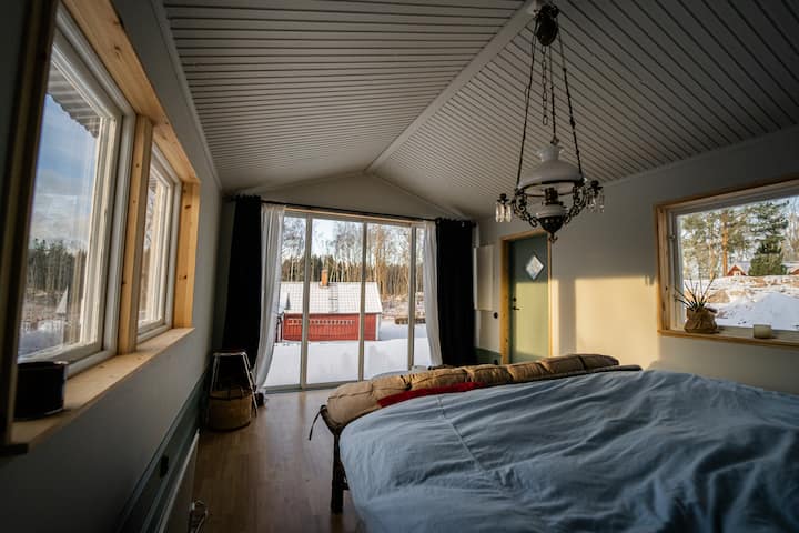 La suite, con vista sul parco e sul verde (con un letto matrimoniale di 180 cm)