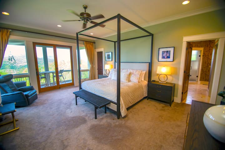 Oversized Master Bedroom #1 Main Floor with his/her Full Bath, TV, Fireplace & Views