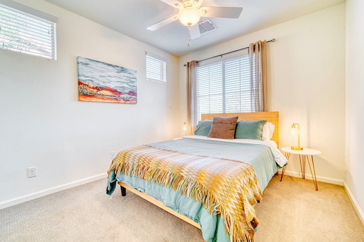 Front bedroom with queen sized memory foam bed