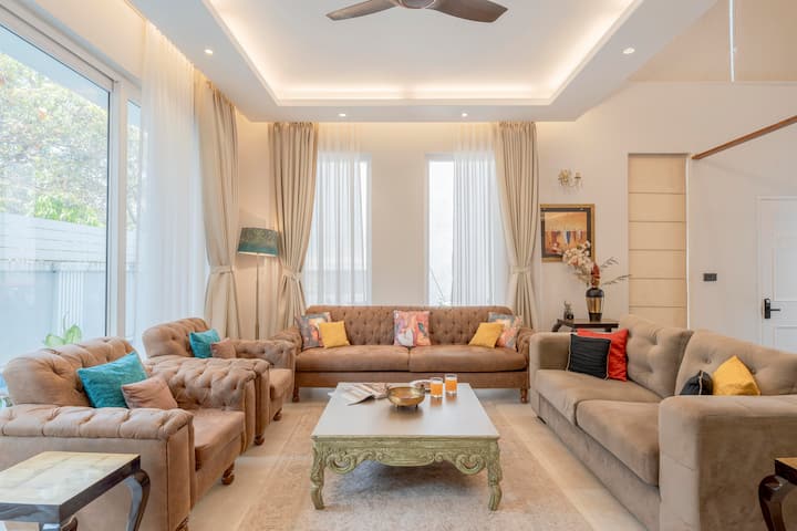 Luxurious living room setup perfect for family lounging or social evenings.