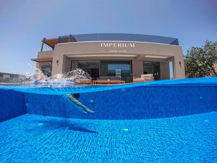 Spa & Wellness Luxury Villa: H. Pool •Gym•sea 100m - Chania