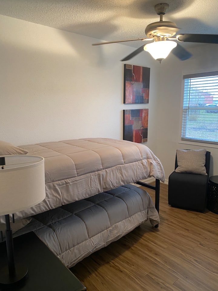 Guest room with loft twin and twin trundle.