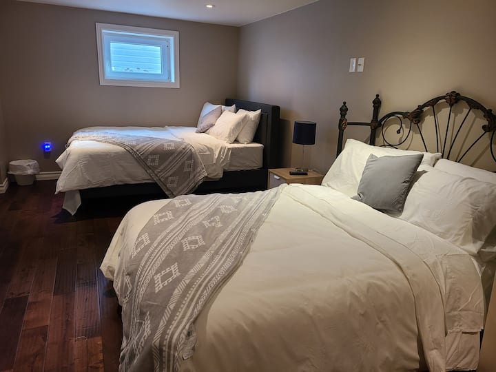 Queen & Double Bed in Basement.