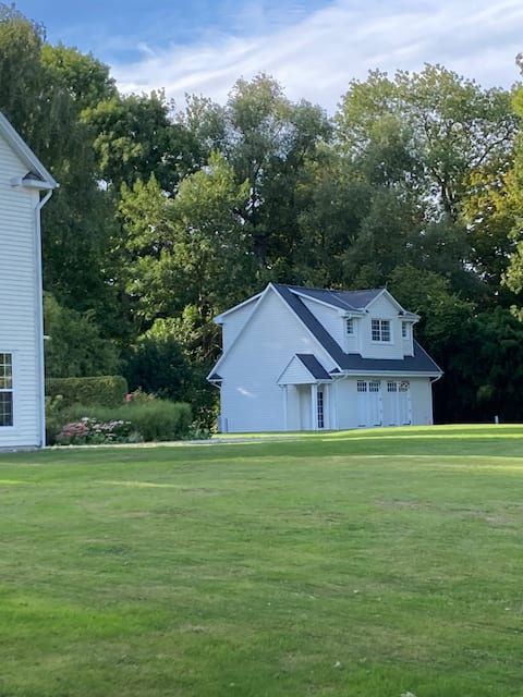 Island remise with old town view