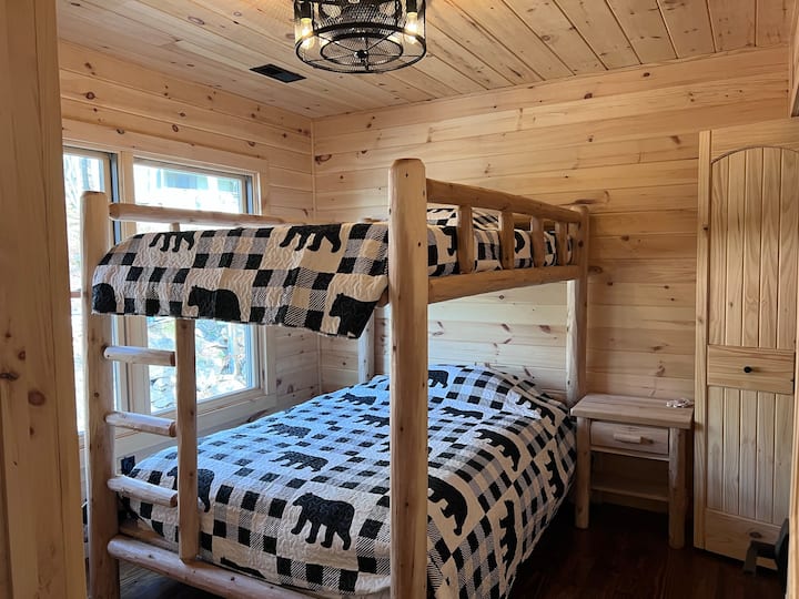Upstairs bedroom with Full size bunk beds.