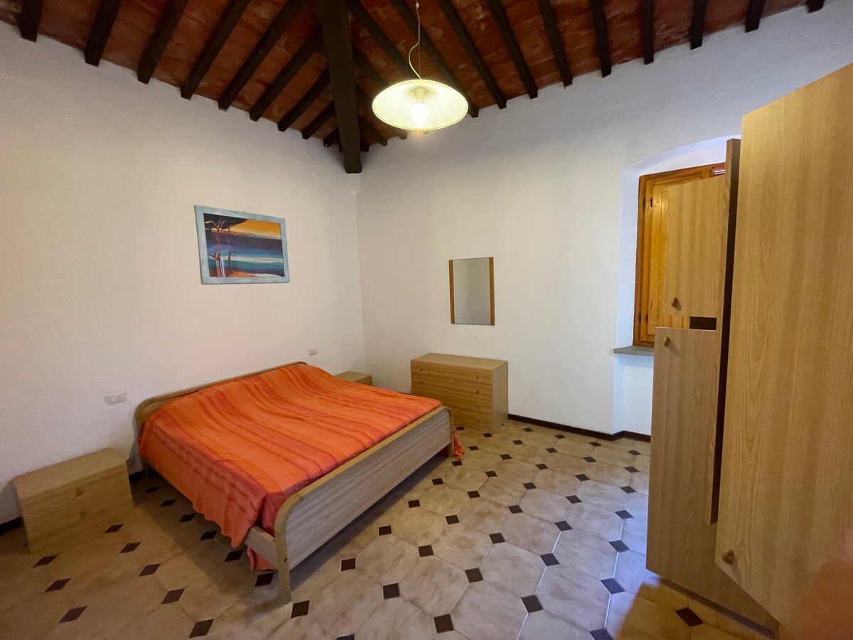 Dhoma e gjumit 1 me krevat dopio + dollap 6 dyer + tavolina pranë krevatit + komodinë .
Pamje nga kopshti e fasadës së pasme të Maison.