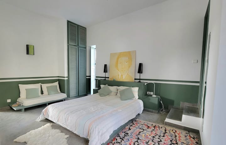 فيلا دار سيليست - غرفة نوم 1 بسرير مزدوج وحمام مدفأة وتراس خاص