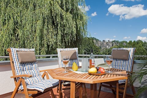 Rooftop view to the Bastei. Laasenhof