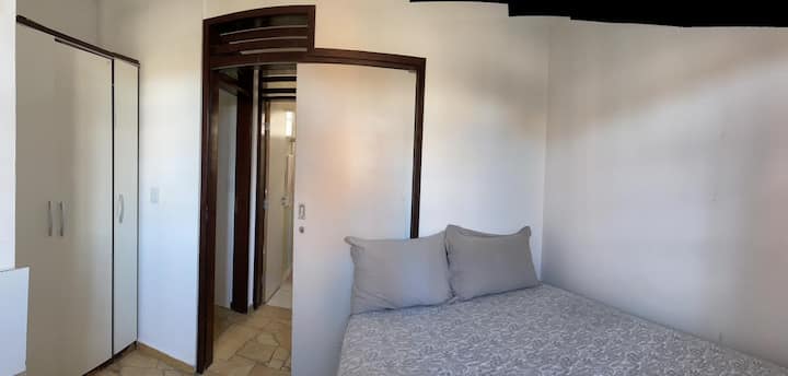 Bedroom 2 on the first floor, with Air-conditioning and wardrobe. Standard double bed.