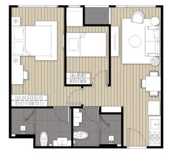 New! Gateway/bangkok University 2br3ppl Near Bts - Bangkok