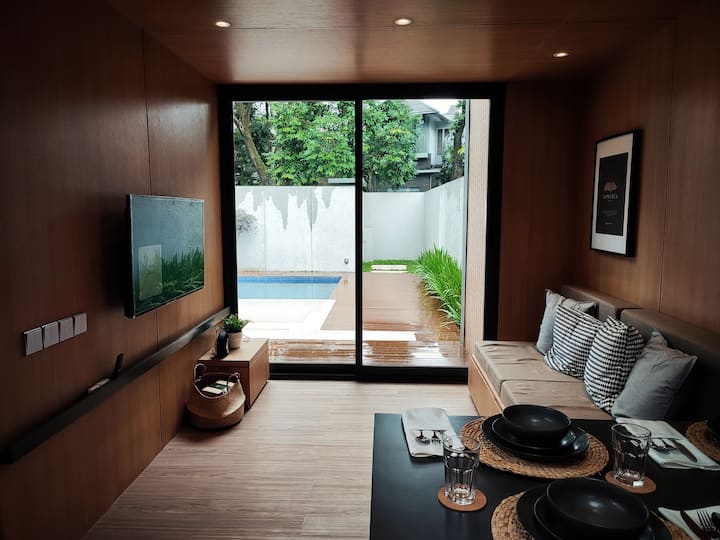 Living room with sofa bed