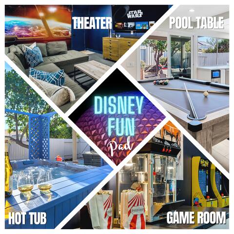 *Disney Fun Pad* - Hot Tub + Arcade + Theater