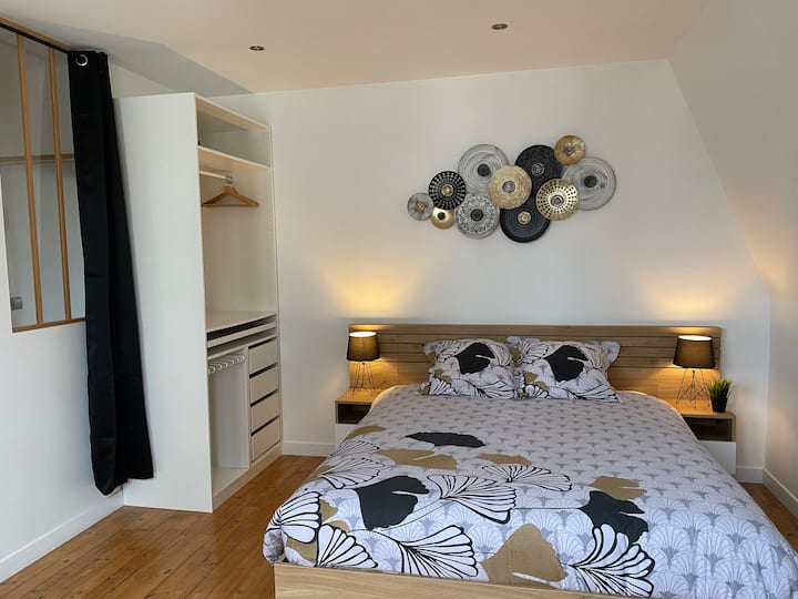 Chambre 1, ukubwa wa malkia wa mwanga (160x200) avec dressing