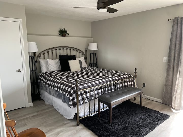 King bed in master bedroom
