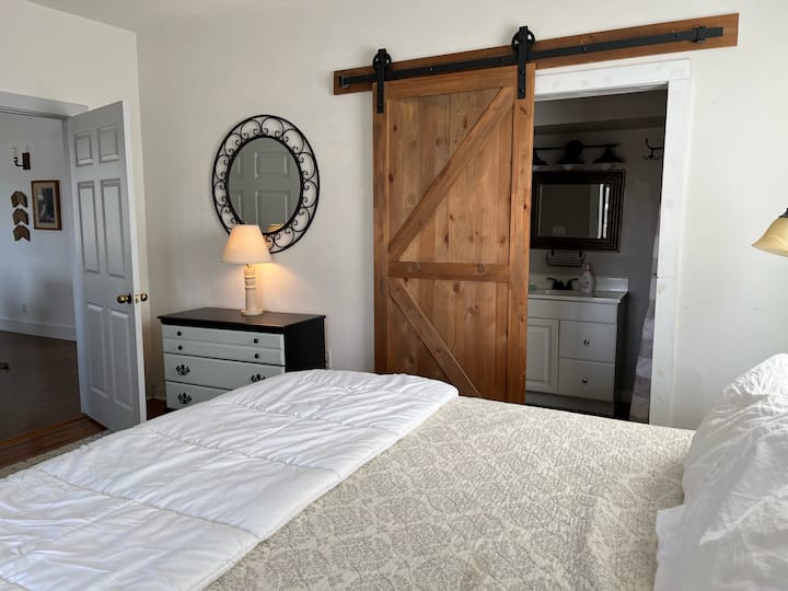 Master bedroom, looking into the master bath. 
