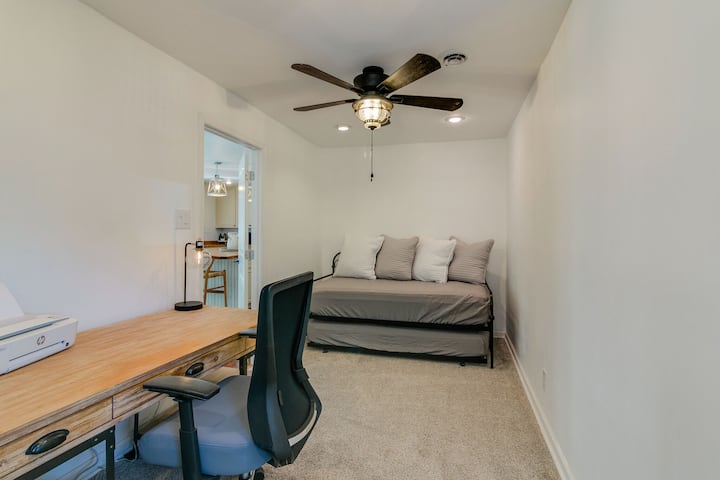 This is our 4th bedroom. The day bed has a trundle and comfortably sleeps two. There is a closet in the bedroom with blankets. 