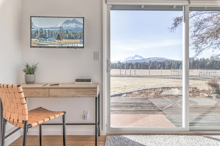Working, writing, thinking - the room we call, "The Three Sisters bedroom" is the spot.  The cattle and eagles think so also.