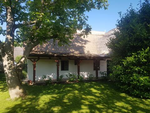 Thatched roof house in Gyenesdiás near the waterfront