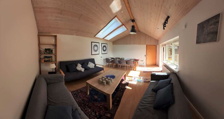 Living Room Panorama , This can be simply used as a bedroom. The sofas have been replaced with 2 new double sleeping sofas.