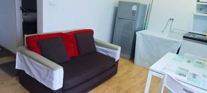 ห้องนั่งเล่นพร้อมเครื่องปรับอากาศโซฟา Loveseat