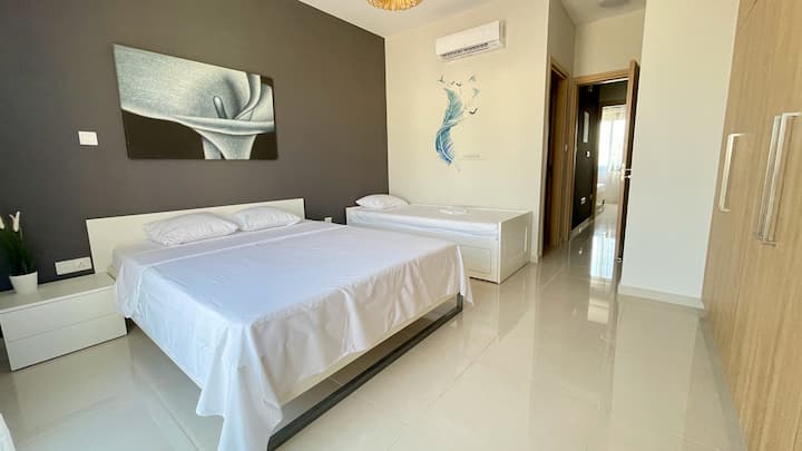 Ukubwa wa mfalme pamoja na kitanda cha ziada (kinakunjwa hadi watu 2). 