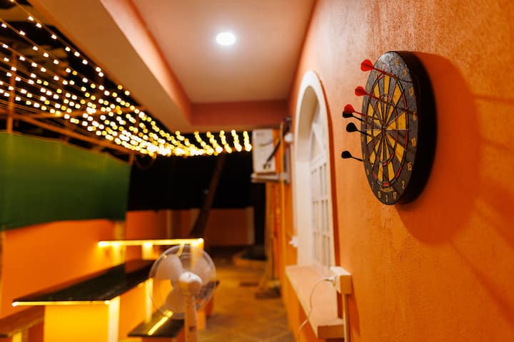 Dart board in the ground floor outdoor area