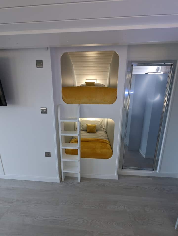 Cozy bunks and shower room