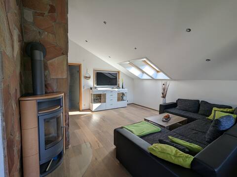 Modern attic apartment with balcony