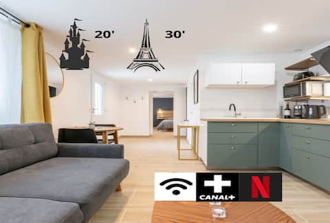 Calme absolu, terrasse et parking Paris/Disney