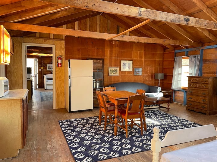 Lilac side: dining and living area