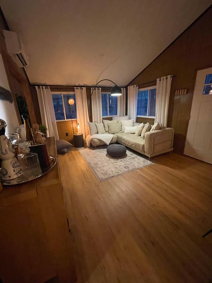 تضيء الغرفة العائلية بإضاءة مقوسة أو أريكة مريحة أو تحويلها إلى سرير كامل لترتيبات النوم المرنة