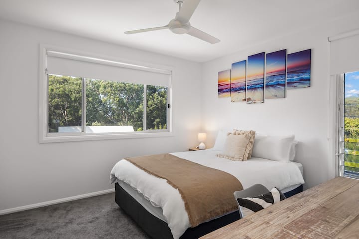 Fourth bedroom upstairs with a queen bed. No walk in wardrobe in this bedroom however still very spacious, study desk. Ceiling fans in each bedroom.